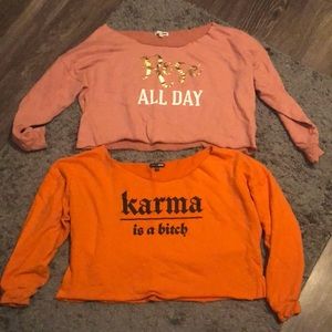 2 Fashion Nova cropped sweatshirts bundle size large